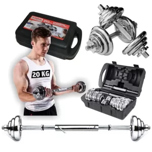 Set pesas mancuernas cromado 20kg